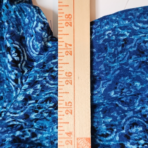 Catherines 3X NWT Tunic Top Tassel Tie Blue Paisley Sequin Pintucks Sleeves Boho - Picture 9 of 10